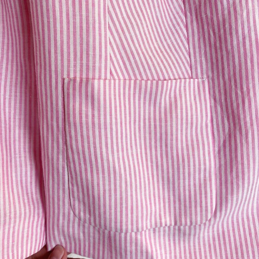 Talbots Aberdeen Linen Blend Pink and White Stripe Women's Blazer, Size 14W - Picture 7 of 11
